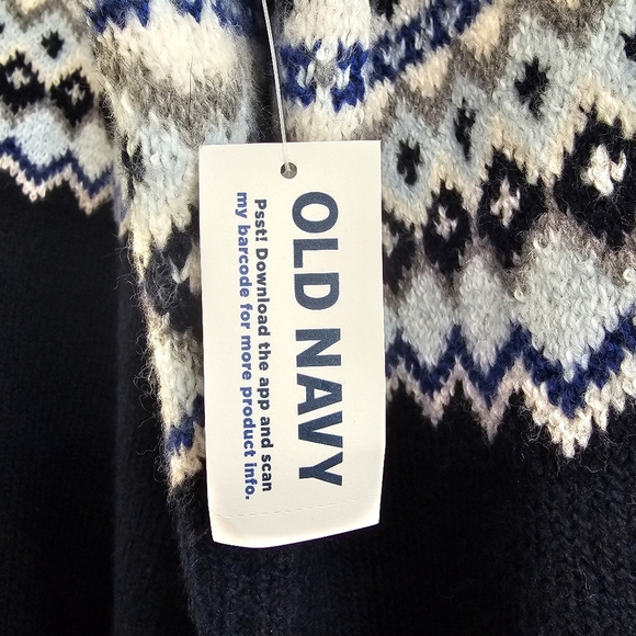 NWT Old Navy SoSoft Fair Isle Cozy Sweater, Mens XL, Navy Blue and Creamy White - Picture 7 of 11
